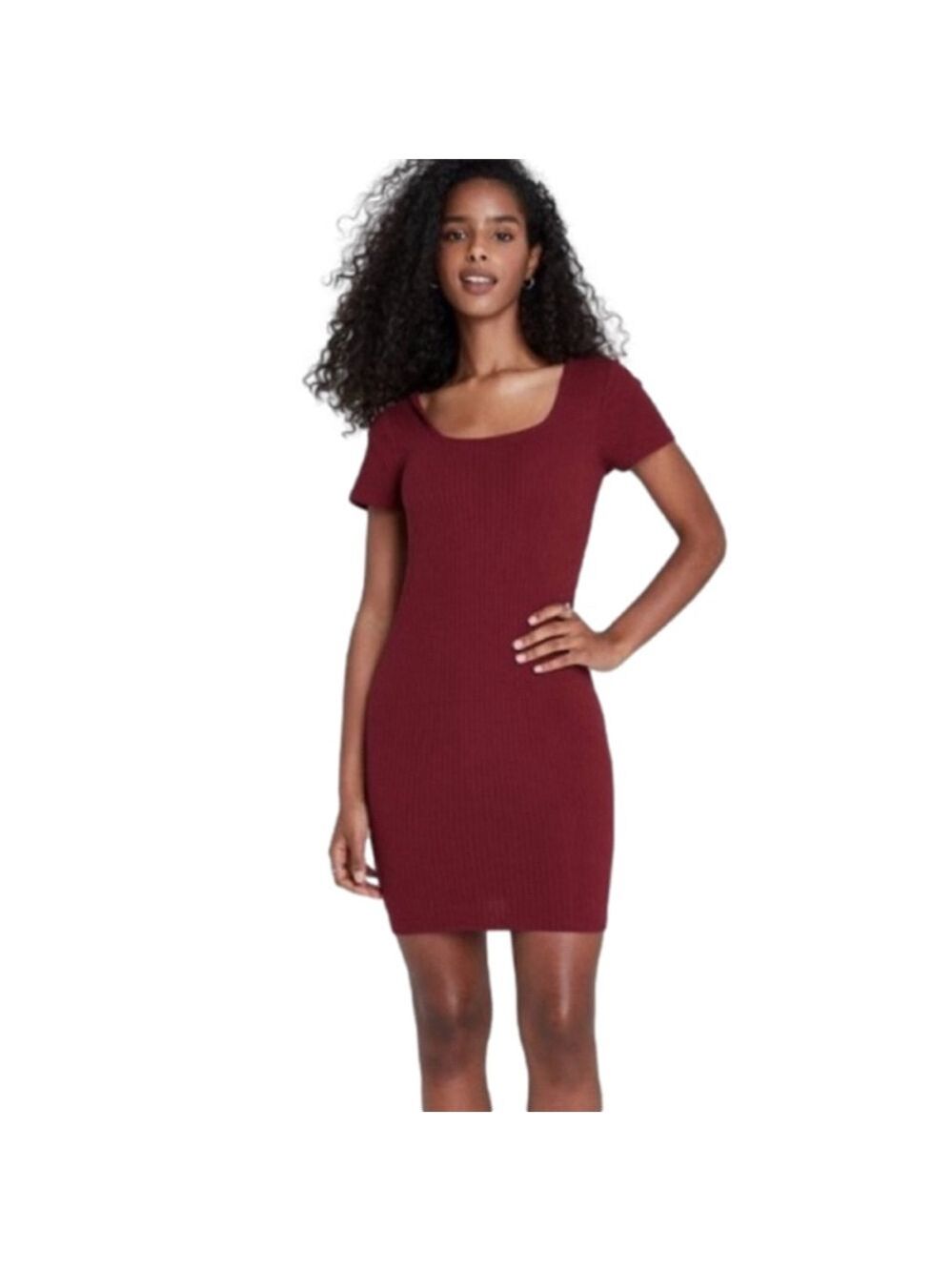 New With Tags Burgundy Ribbed Mini Dress